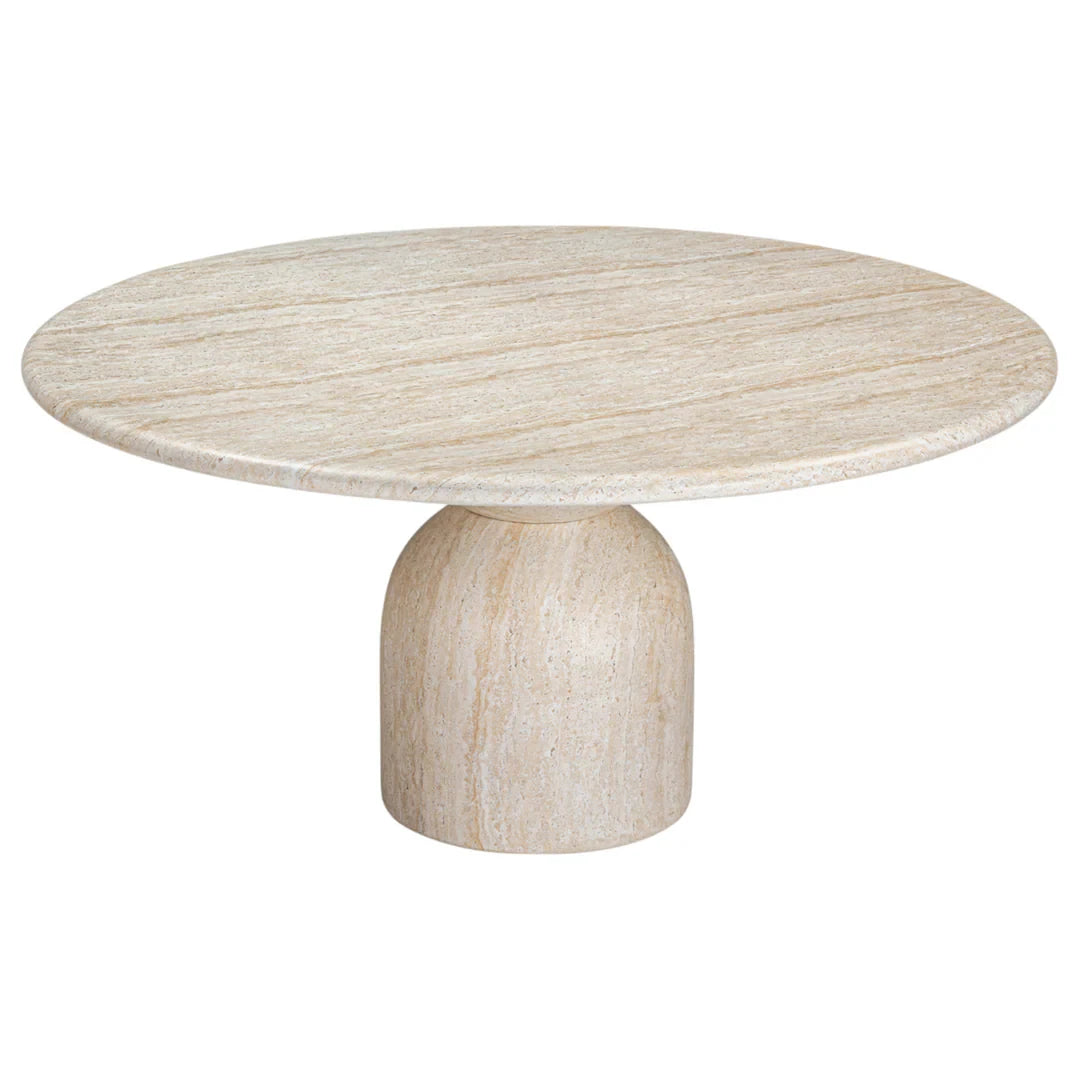 Kumusi Furniture Natural Marble Dining Room Beige Travertine Cream Dining Table for 6-8 People - Image 3