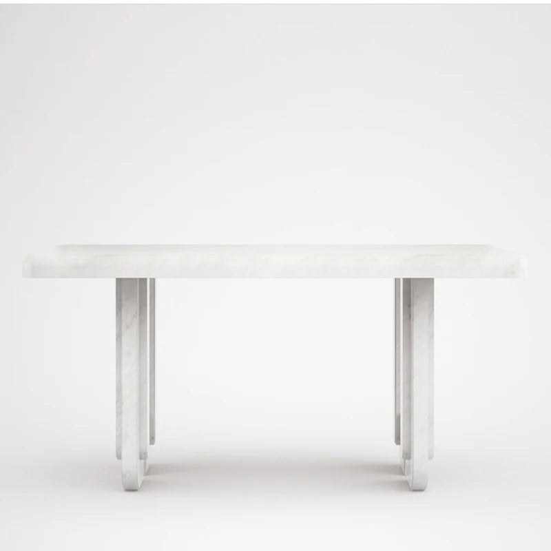 KUMUSI FURNITURE Unique Design Modern Dining Table Set Dining Room Furniture White Marble Dining Table Set 6 Chairs - Image 4