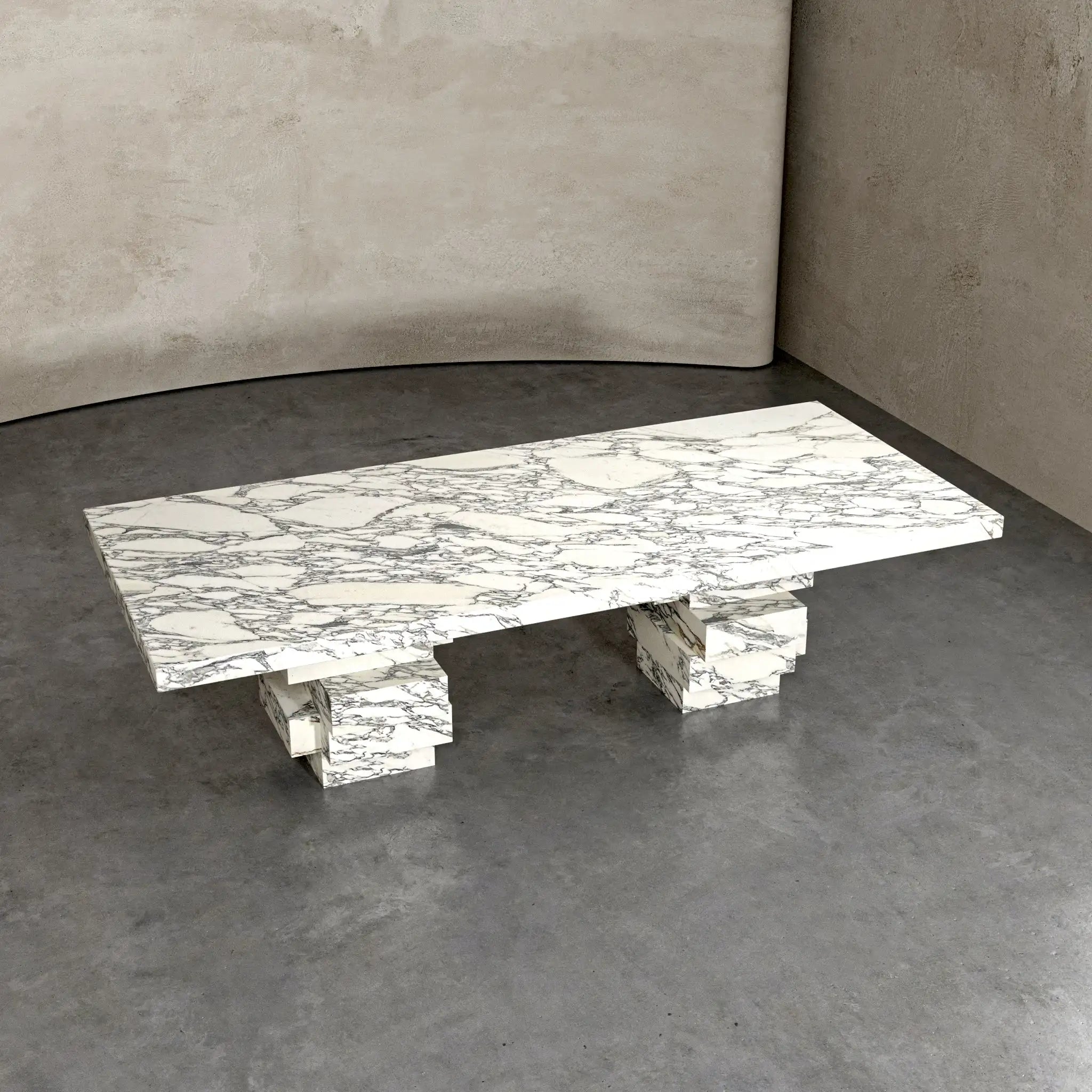 Kumusi Furniture Natural Marble Arabescato White Marble Dining Table for 6-8 People - Image 2