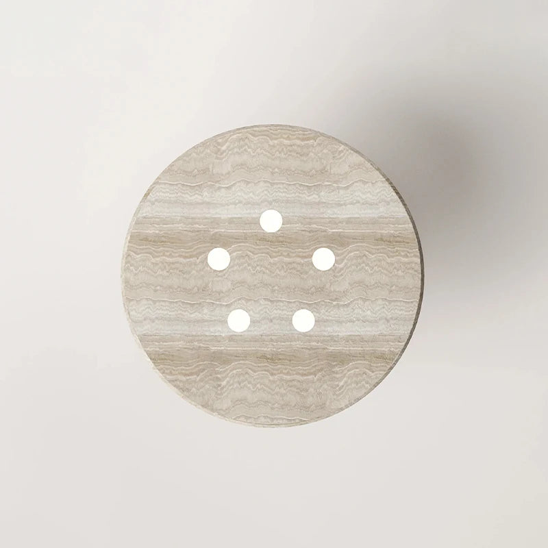 Kumusi New Design Wabi-sabi Home Furniture Round Beige Travertine Finish Dining Table - Image 4