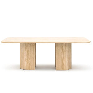 Kumusi Furniture Beige Travertine Dining Table