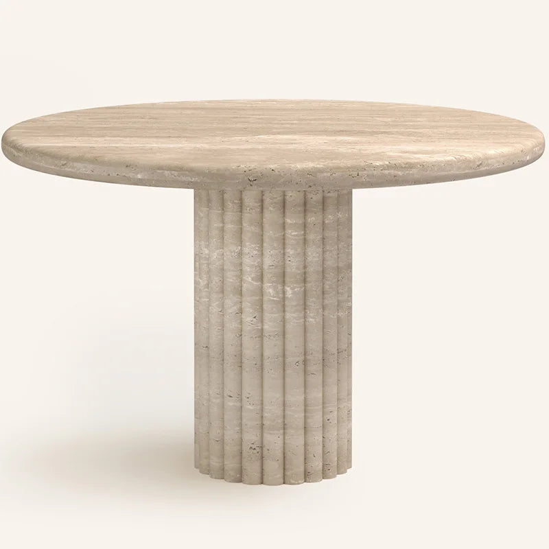 Modern Simple Dark Coffee Patterned Marble Marble Round Dining Table - Image 7