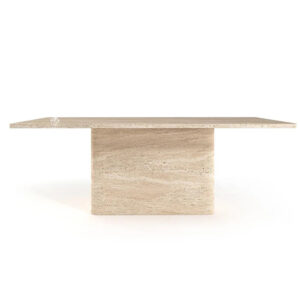 Travertine Dining Table with Wide Legs