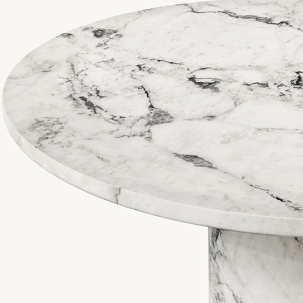 Kumusi Round Dining Table Arabescato Table - Image 2