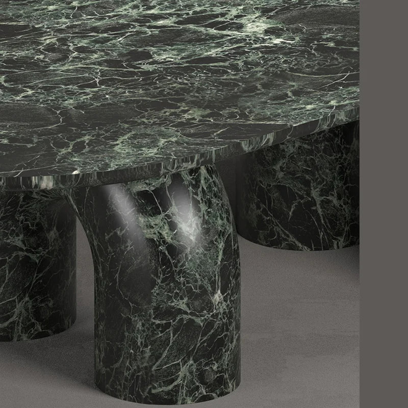 Kumusi Luxury Stone Verde Alpi Rectangle Marble Dining Table - Image 4