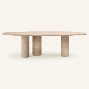 Kumusi Furniture 6 Seat Natural Stone Cloud Top Dining Table Modern Design Dining Room Furniture