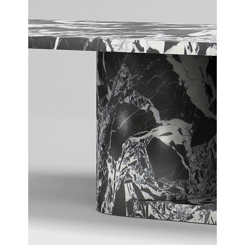 Kumusi Luxury Stone Nero Antico Rectangle Marble Long Dining Table - Image 3