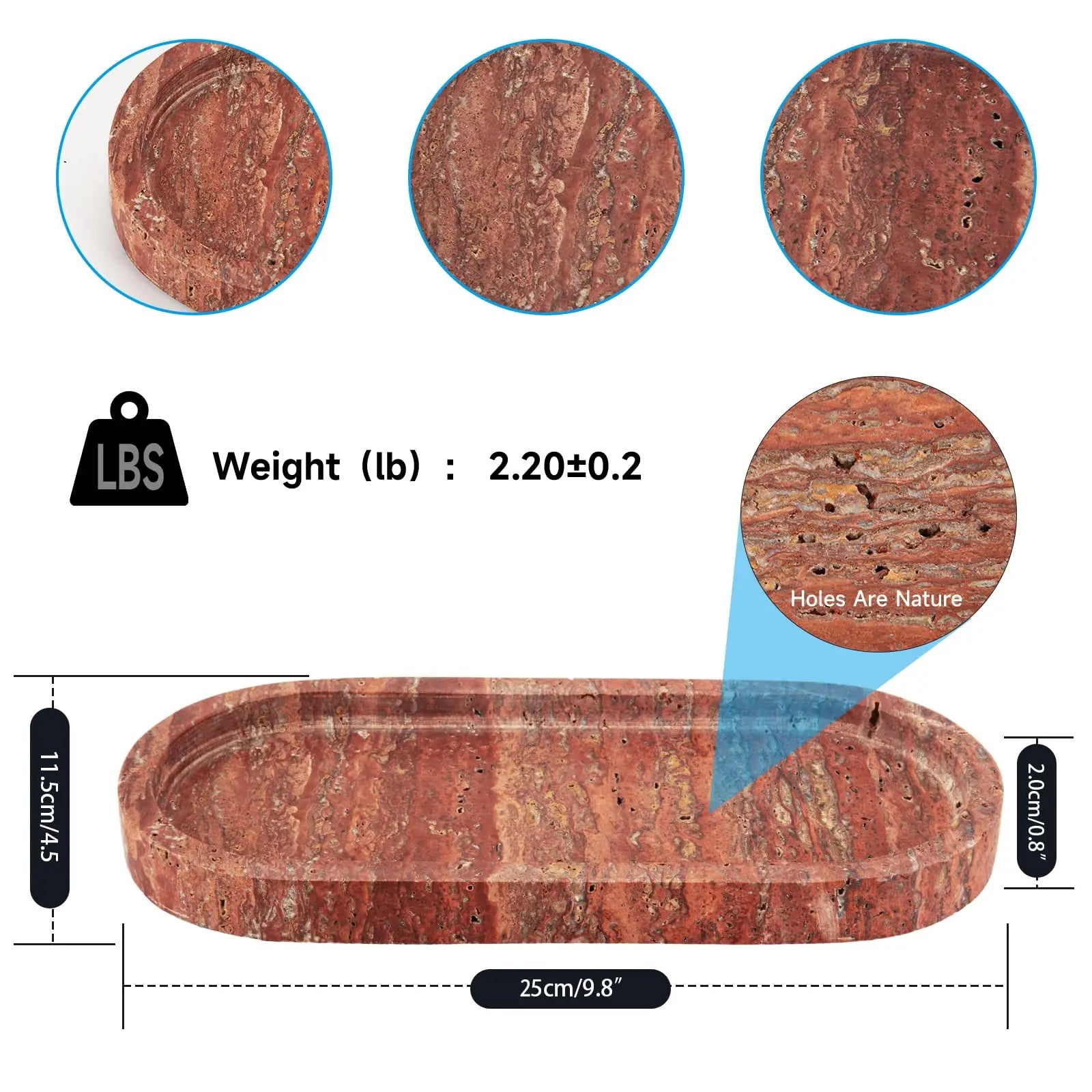Italy Natural Travertine Stone Tray for Jewelry, Candles, Perfume, Trinket, Marble Oval Vanity - Image 3
