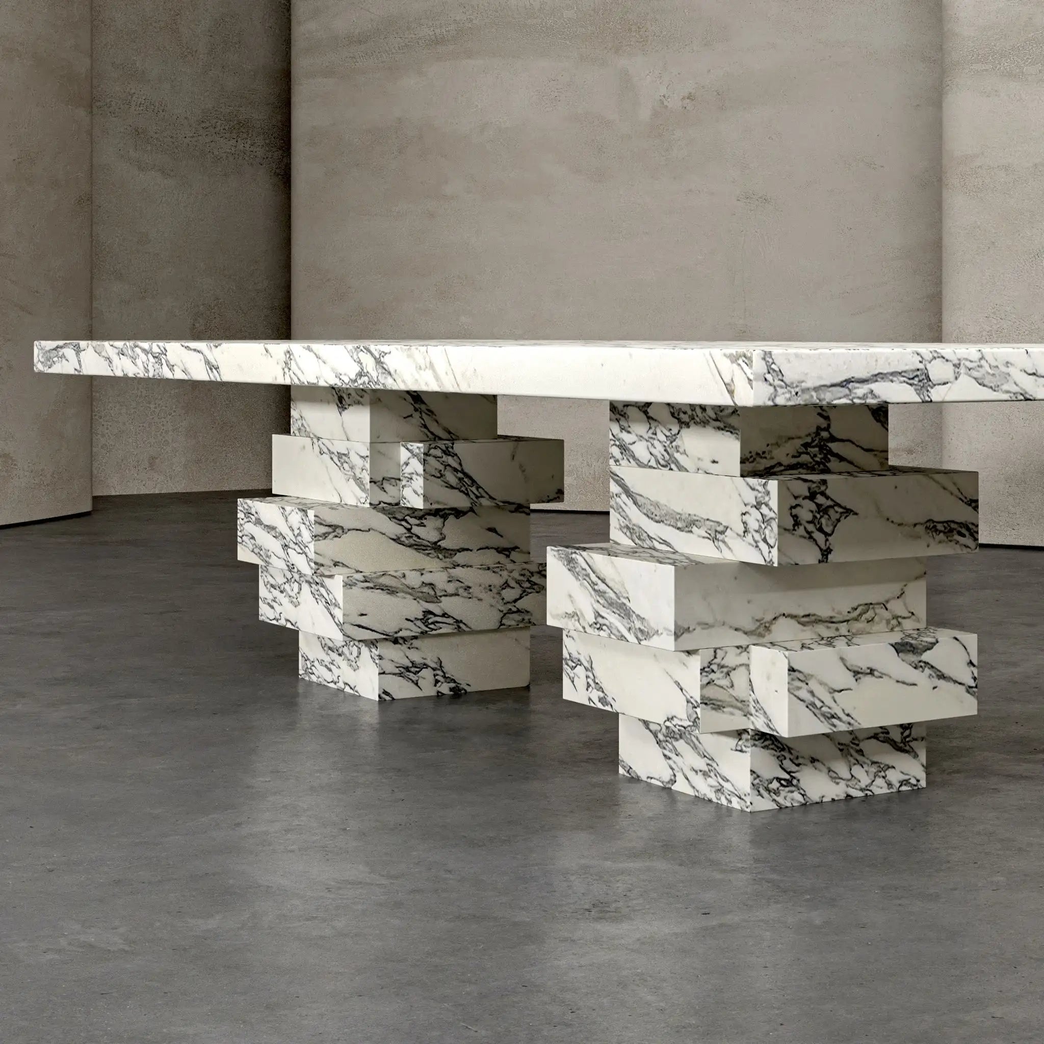 Kumusi Furniture Natural Marble Arabescato White Marble Dining Table for 6-8 People - Image 3