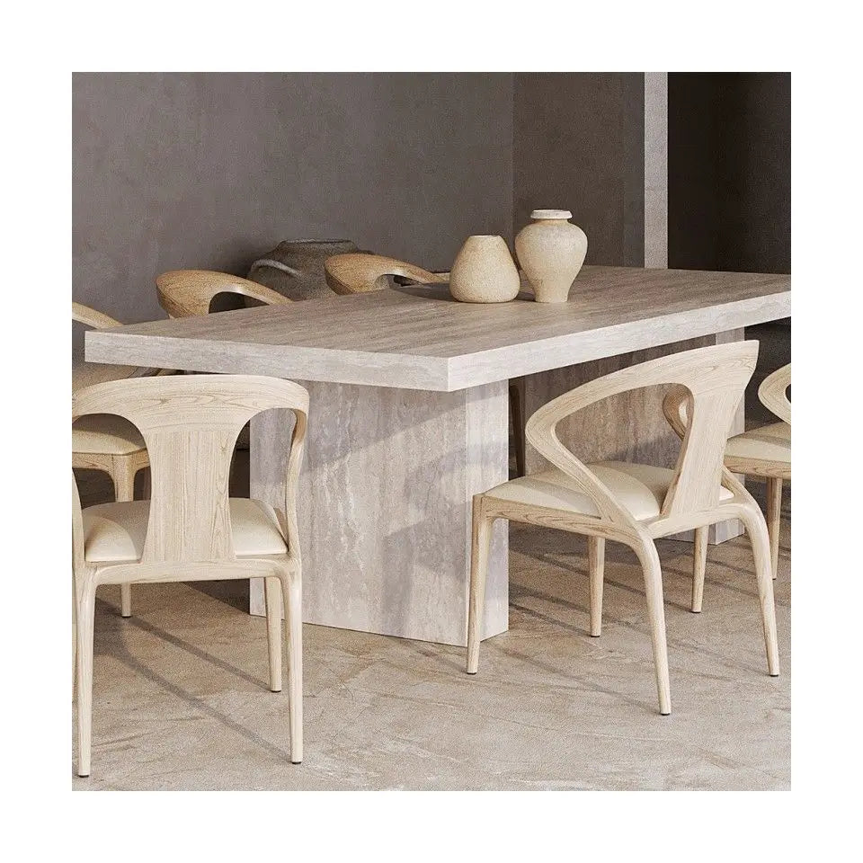 Minimalist High-end Natural Marble Coffee Table Rectangles Travertine Dining Table