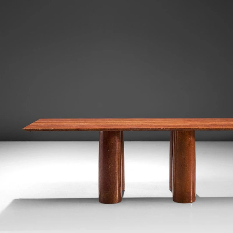 KUMUSI FURNITURE Simple Style Modern Travertine Table Beige Artificial Travertine Table Round Dining Table - Image 4