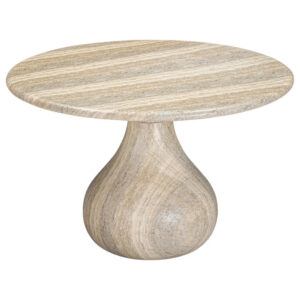 Kumusi Luxury  Natural  Marble Round Ball Base Round Travertine Dining Table
