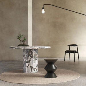 Kumusi Furniture 120cm Round Dining Table with Real Blue Galaxy Marble
