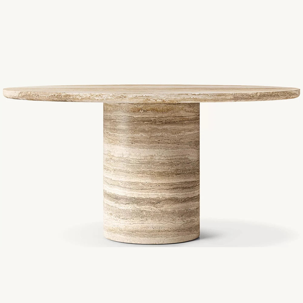 Kumusi Round Dining Table Arabescato Table - Image 8