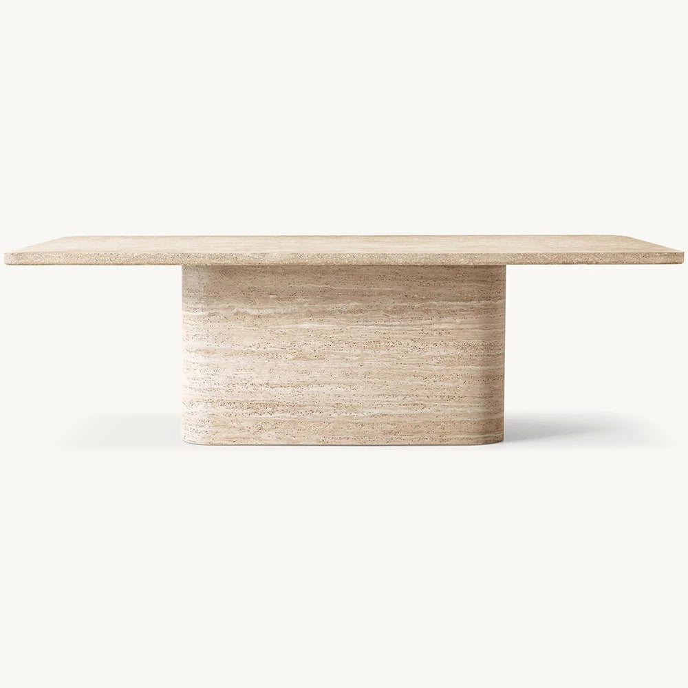 Kumusi Beige Travertine Table Nordic Long Table Garden Dining Table Set Modern Outdoor Dining Tables - Image 7