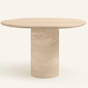Kumusi Customized Luxury Dining Room Furniture Modern Natural Round Marble Travertine Dining Table 4 Seater