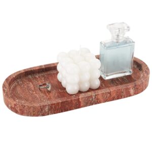 Italy Natural Travertine Stone Tray for Jewelry, Candles, Perfume, Trinket, Marble Oval Vanity