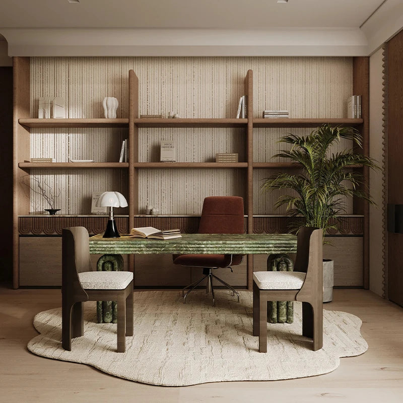Kumusi Customized Natural Stone Furniture High Quality Verde Alpi Green Marble Dining Table With Fluted Base Top - Image 2
