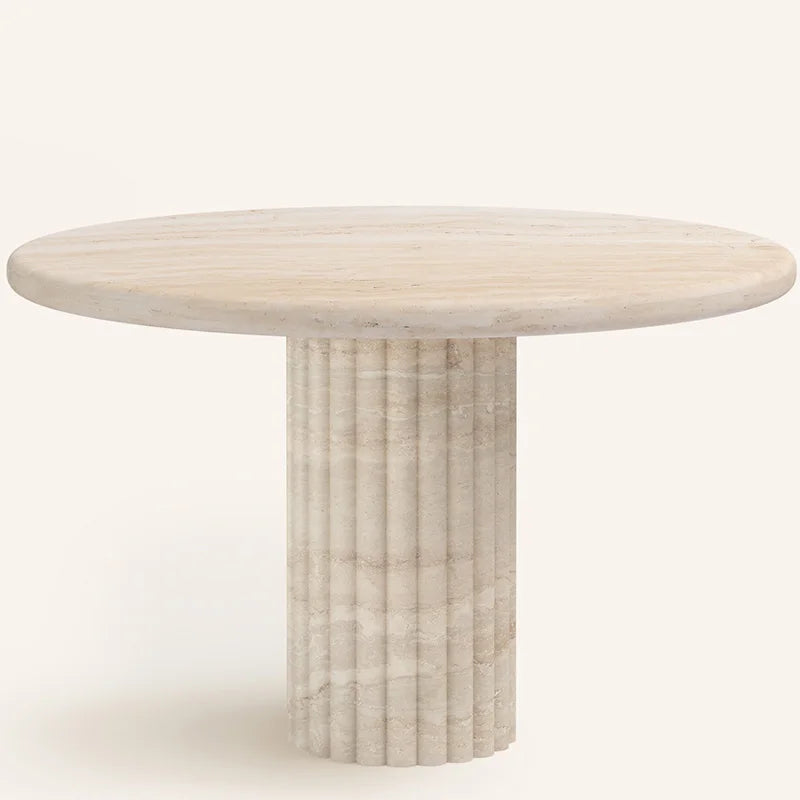 Modern Simple Dark Coffee Patterned Marble Marble Round Dining Table - Image 8