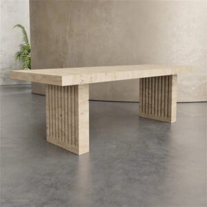 Kumusi Turkish Travertine Dining Table Natural Stone Rectangle Kitchen Table Marble Simple Dining Table