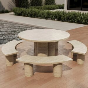 Kumusi Furniture Como Outdoor Travertine Dining Set