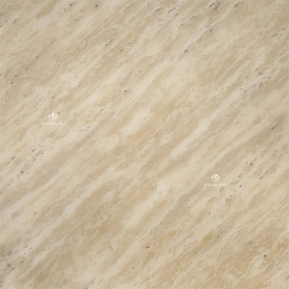 Travertine Round Cylinder Leg Dining Table - Image 3