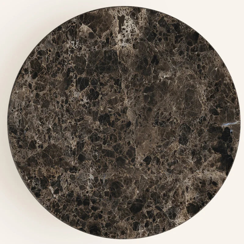 Modern Simple Dark Coffee Patterned Marble Marble Round Dining Table - Image 3