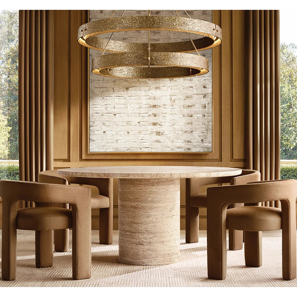 Kumusi New Travertine Round Dining Table, Modern Style, Factory Produced - Image 2