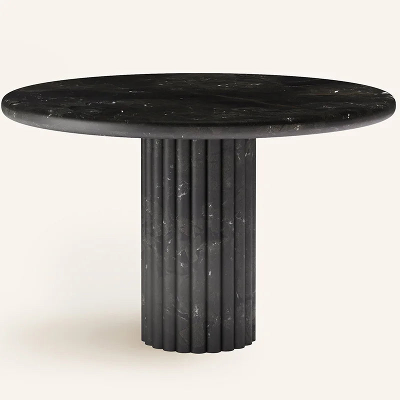 Modern Simple Dark Coffee Patterned Marble Marble Round Dining Table - Image 9