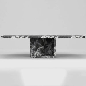 Kumusi Luxury Stone Nero Antico Rectangle Marble Long Dining Table