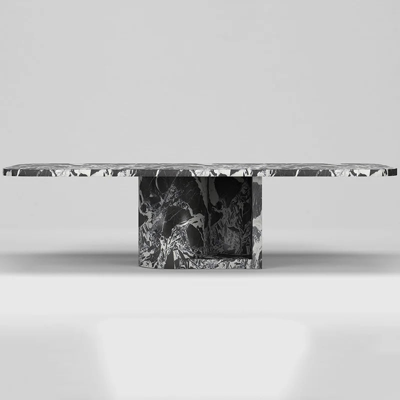 Kumusi Luxury Stone Nero Antico Rectangle Marble Long Dining Table