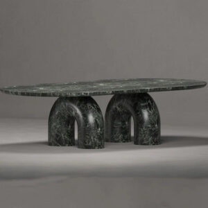 Kumusi Luxury Stone Verde Alpi Rectangle Marble Dining Table
