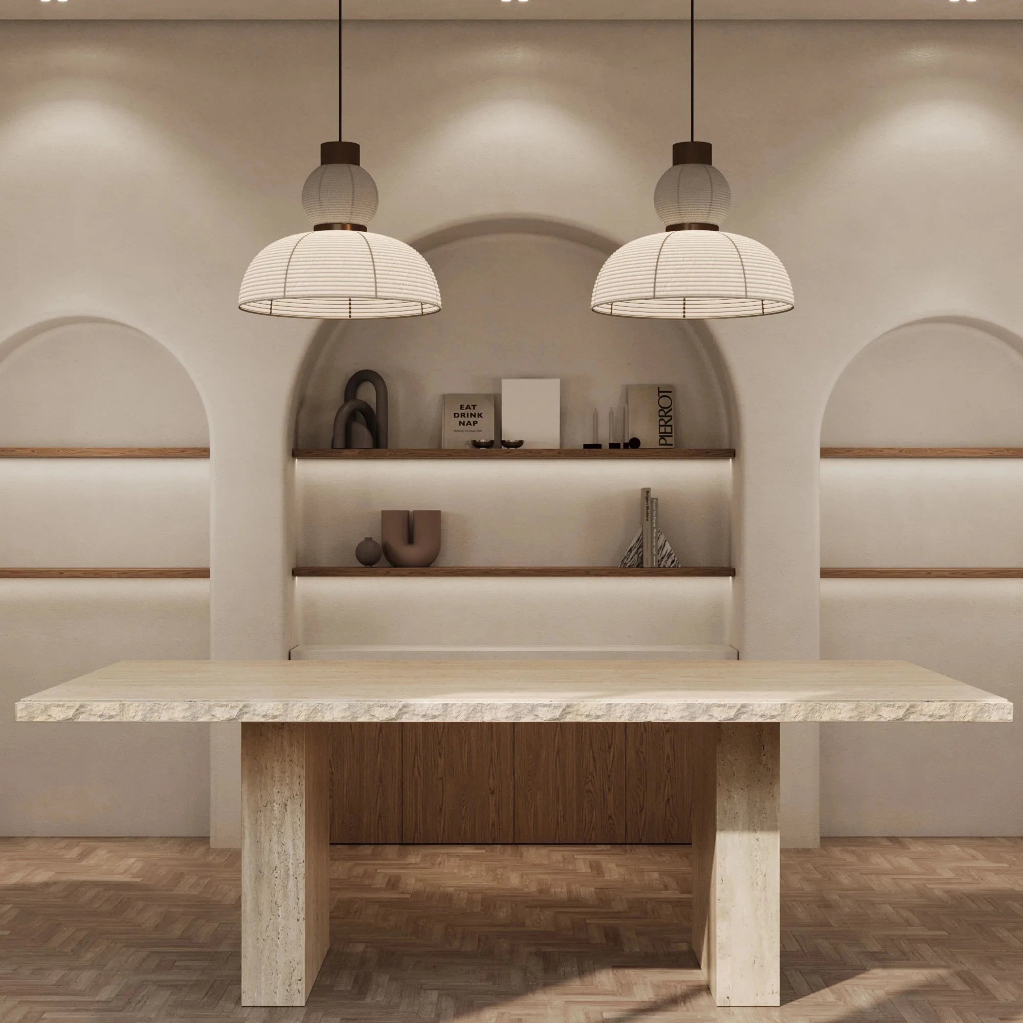 Kumusi Furniture Rosa Travertine Dining Table With Natural Edge - Image 2
