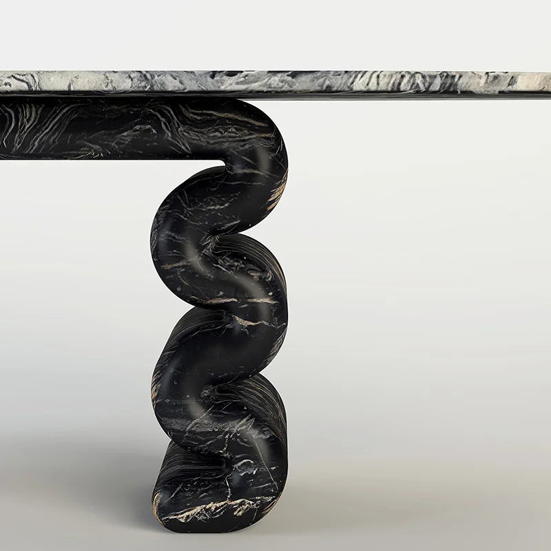 Kumusi Luxury Stone BLACK Long Dining Table - Image 4