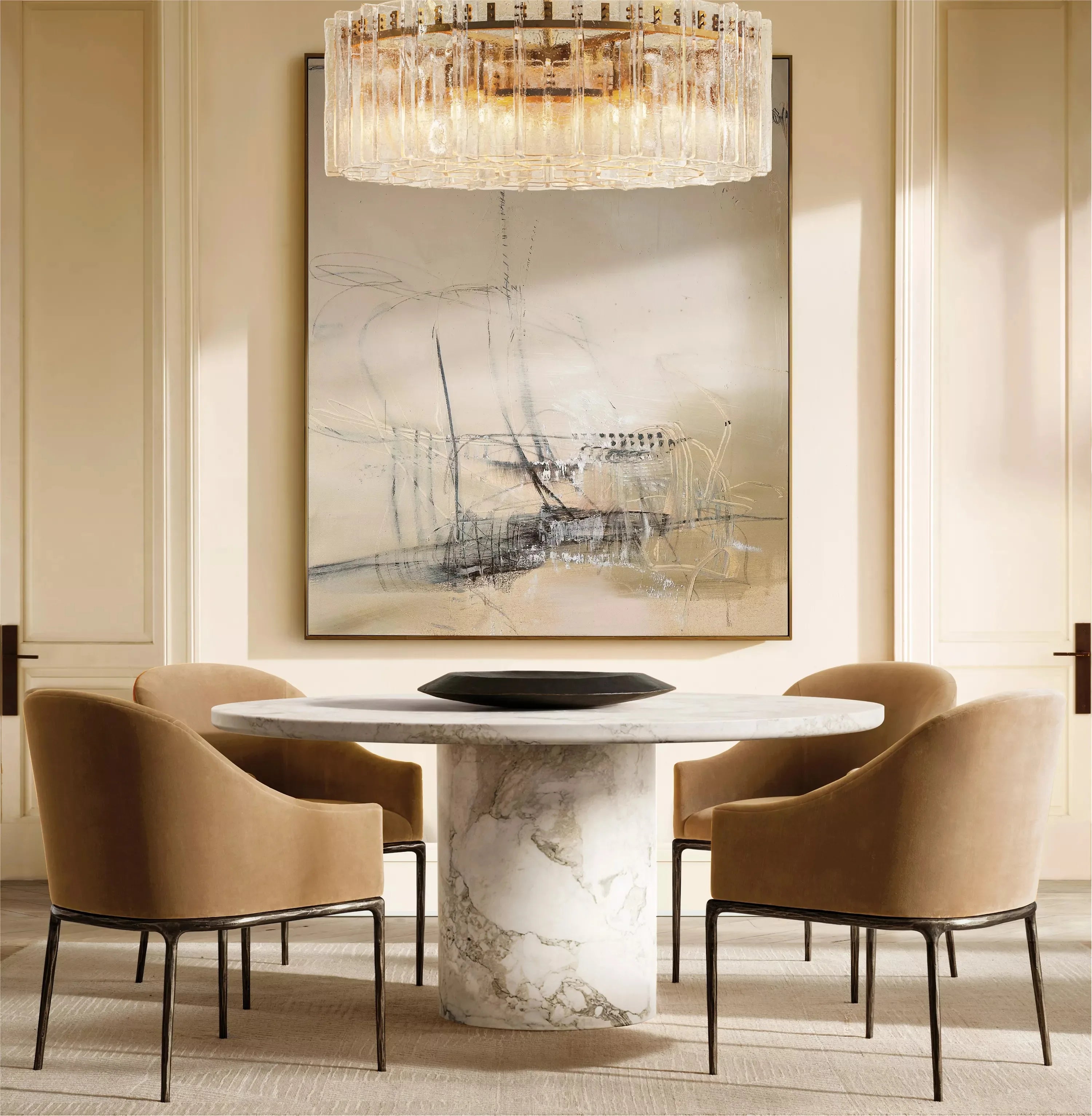 Kumusi Round Dining Table Arabescato Table - Image 6