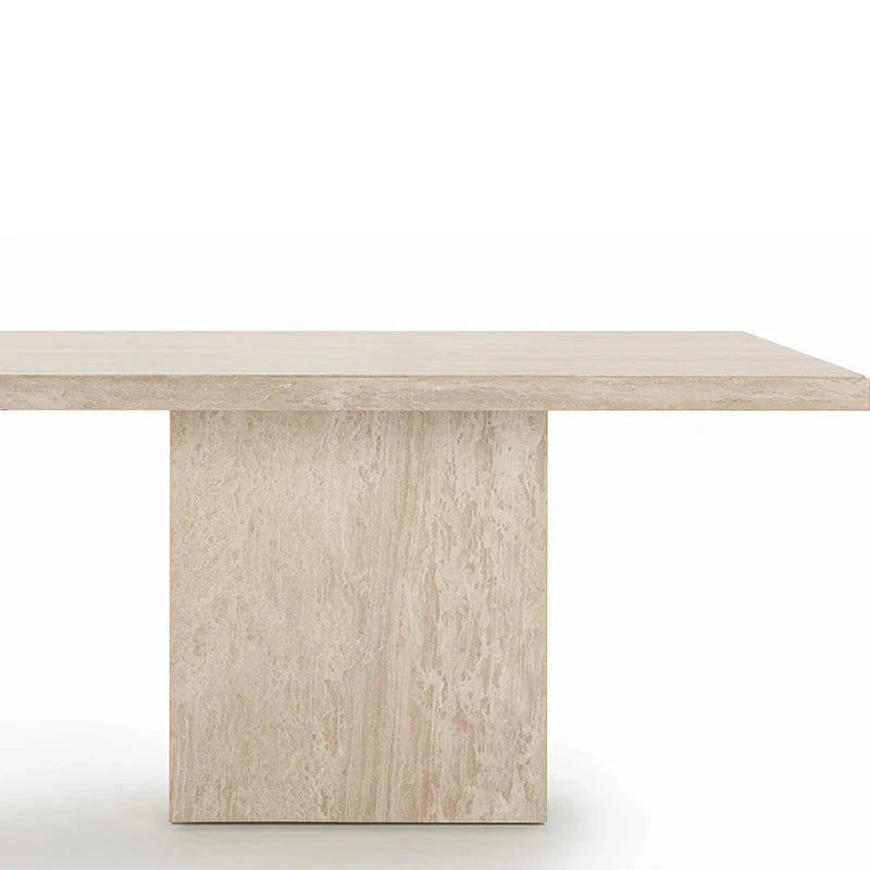 Beige Wood Grain Natural Marble Long Dining Table for Dining With Multiple People - Image 2