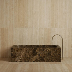 Kumusi Furniture Luxury Hotel Bathroom Indoor Solid Marble Dark_Emperado Rectangle Bathtub