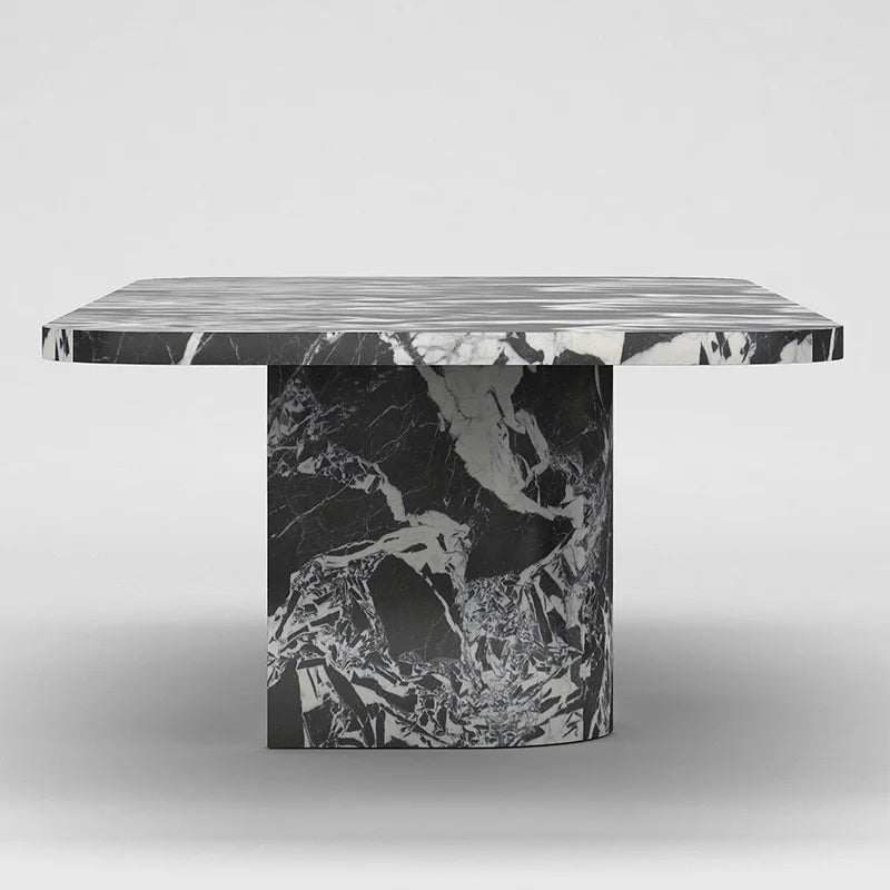Kumusi Luxury Stone Nero Antico Rectangle Marble Long Dining Table - Image 2