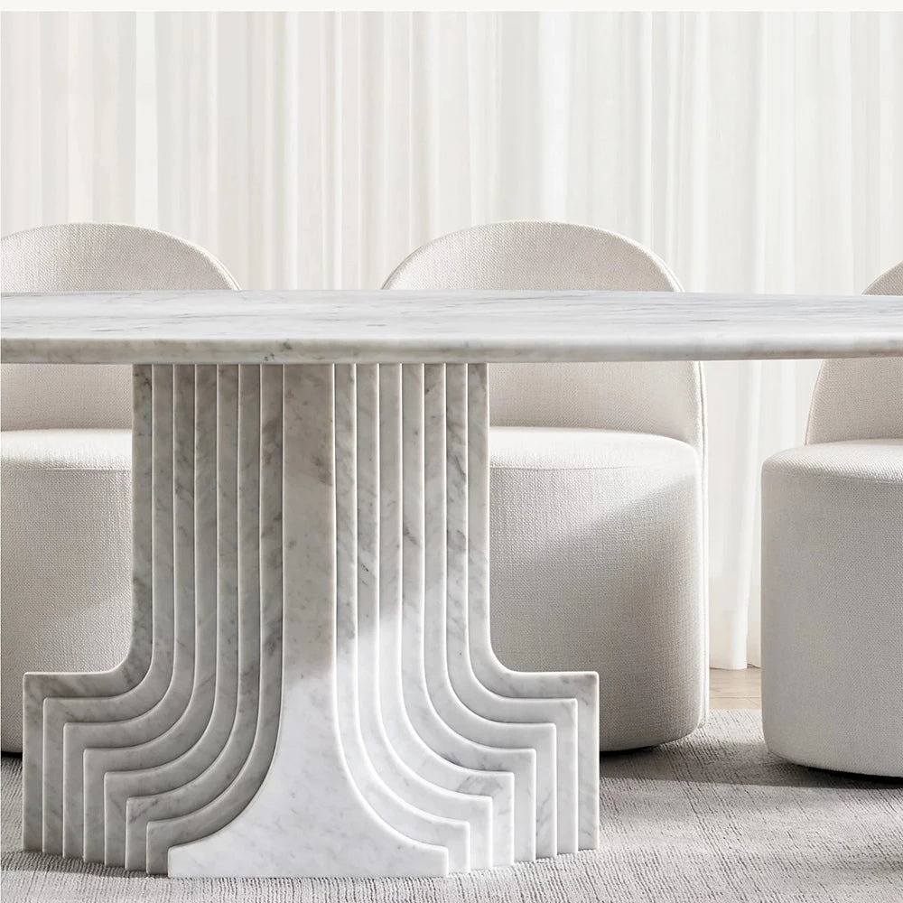 Kumusi Verde Alpi Marble Table for Dining White Marble Dining Table - Image 3