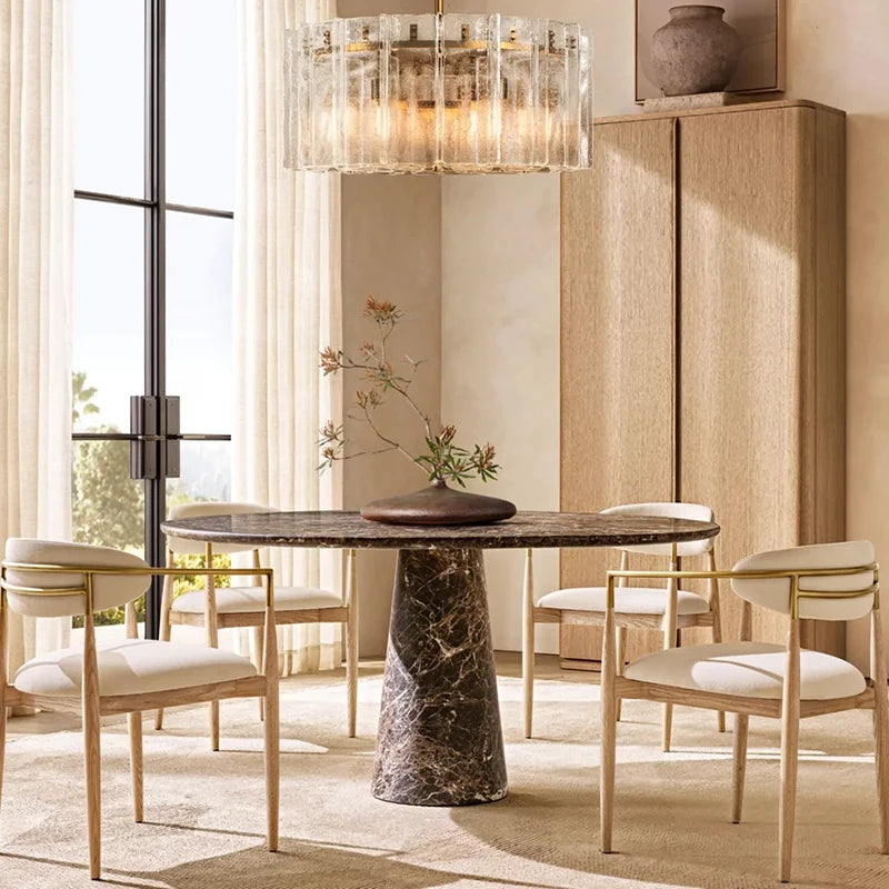 Private Brand High-End Furniture Manufacturer Marble Circular Coffee Table Living Room Travertine Dining Table - Image 5