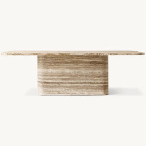 Kumusi Beige Travertine Table Nordic Long Table Garden Dining Table Set Modern Outdoor Dining Tables