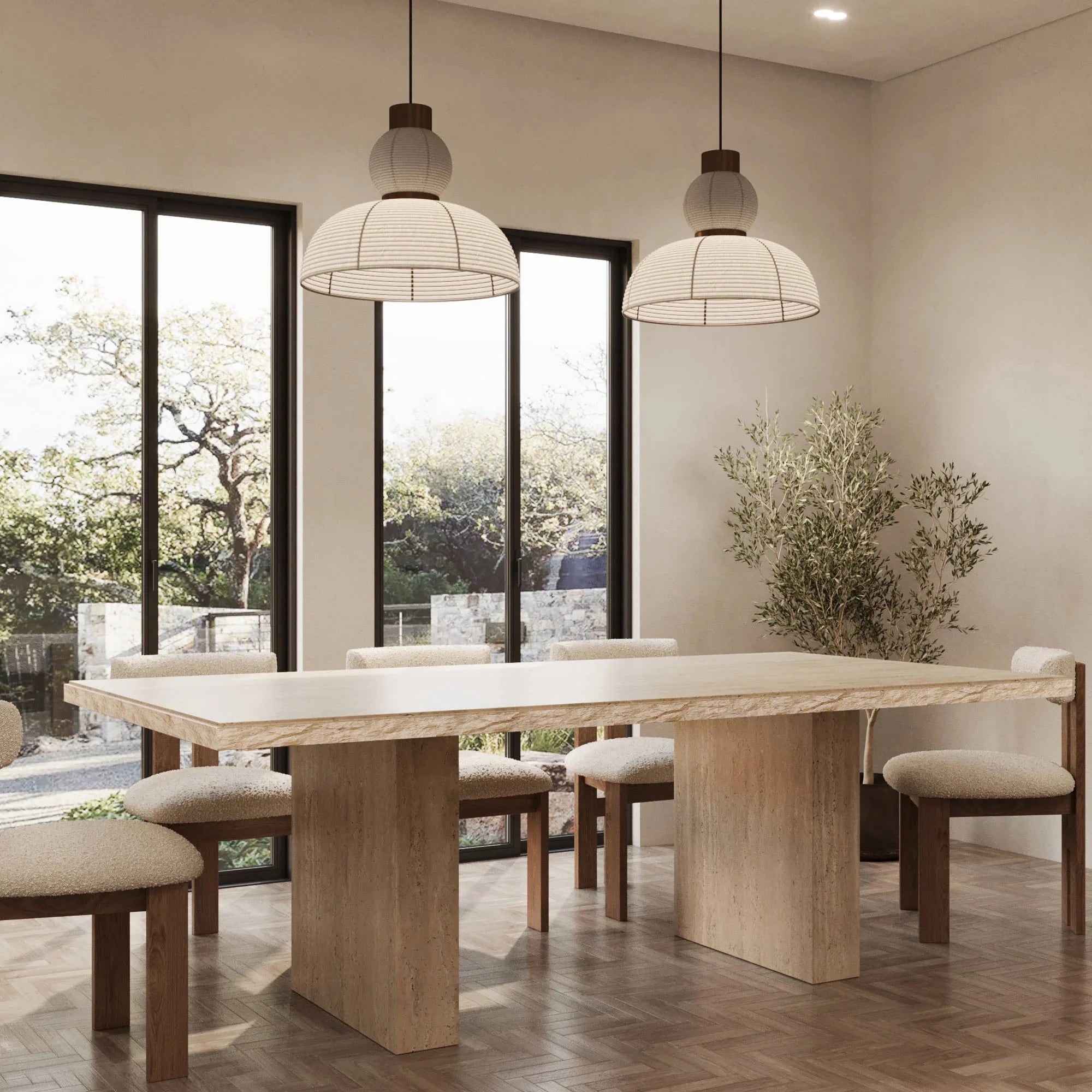 Kumusi Furniture Rosa Travertine Dining Table With Natural Edge - Image 7