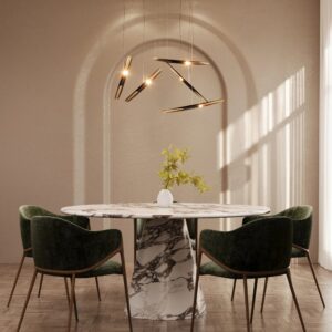 Kumusi Furniture Vivian Italian Calacatta Viola Extendable Round Dining Table for Workshop Use