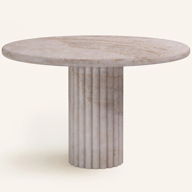 Modern Simple Dark Coffee Patterned Marble Marble Round Dining Table - Image 13