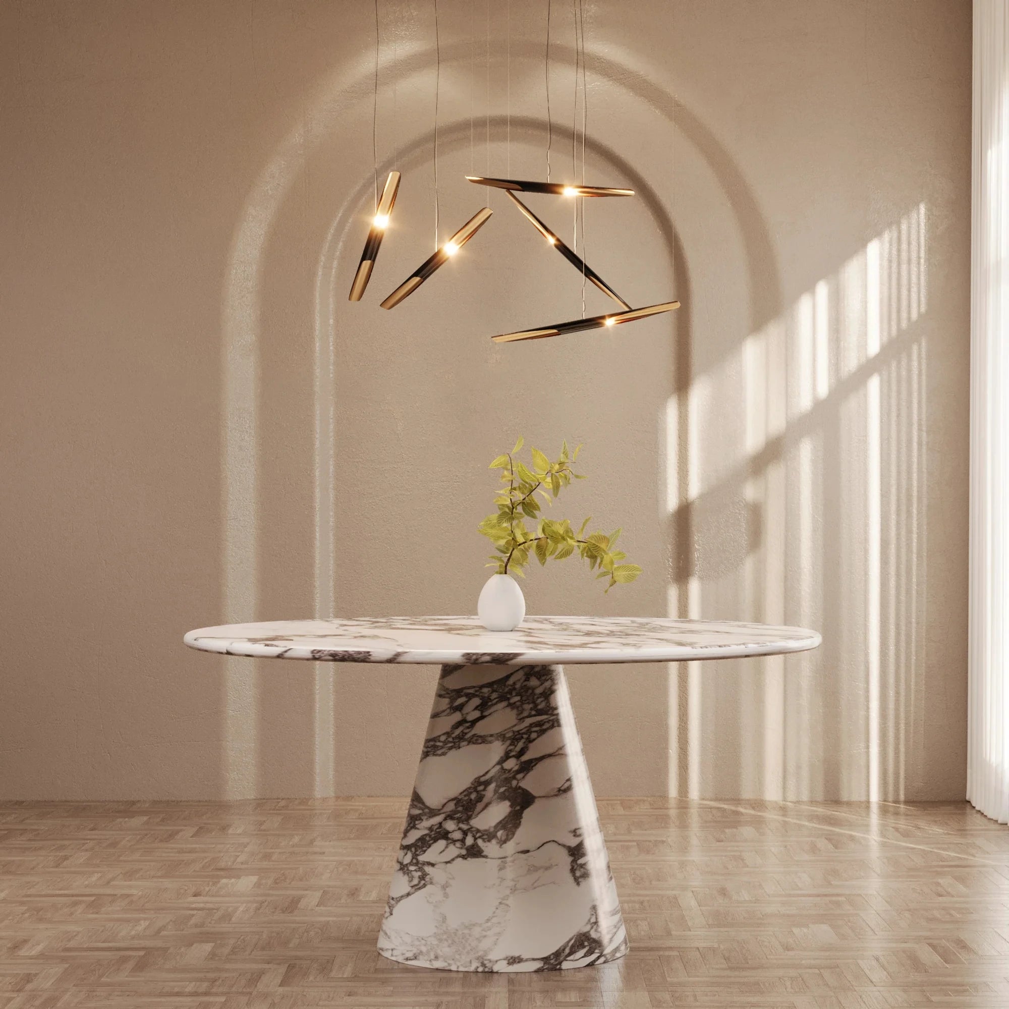 Kumusi Furniture Vivian Italian Calacatta Viola Extendable Round Dining Table for Workshop Use - Image 7