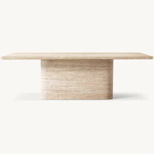 Kumusi Beige Travertine Table Nordic 6-8-10 Seater Garden Dining Table Set Modern Outdoor Dining Tables