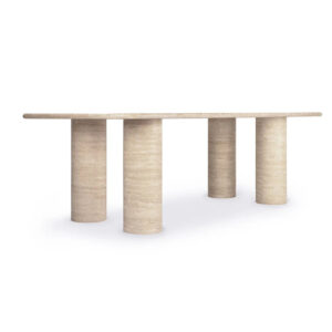 Natural Stone Customized Living Room Marble Furniture Long Dining Table Beige Wood Grain Square Long Desk