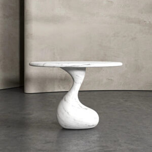 Luxury Scandinavian Round Natural Marble Dining Table with Modern Design Extendable Stone Furniture for Home Dining Room