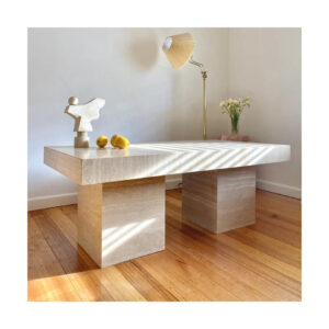 Chinese Modern Elegant Minimalist Style  Rectangles Natural Stone Marble Counter Top Dining Table Hot Sale