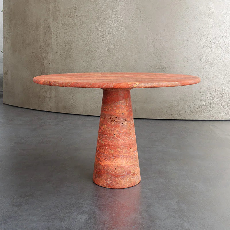 Kumusi Luxury Nordic Matt Finish Beige Marble Travertine Dining Table for Living Room and Outdoor Use - Image 9